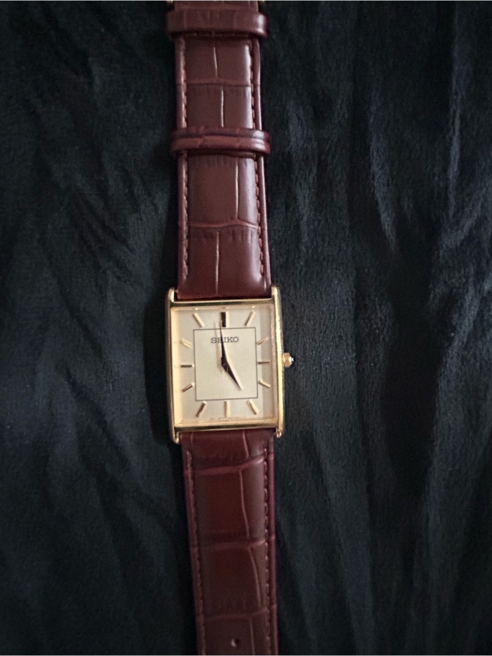 Essentials Tank Leather Strap Watch, 27.2mm x 39mm